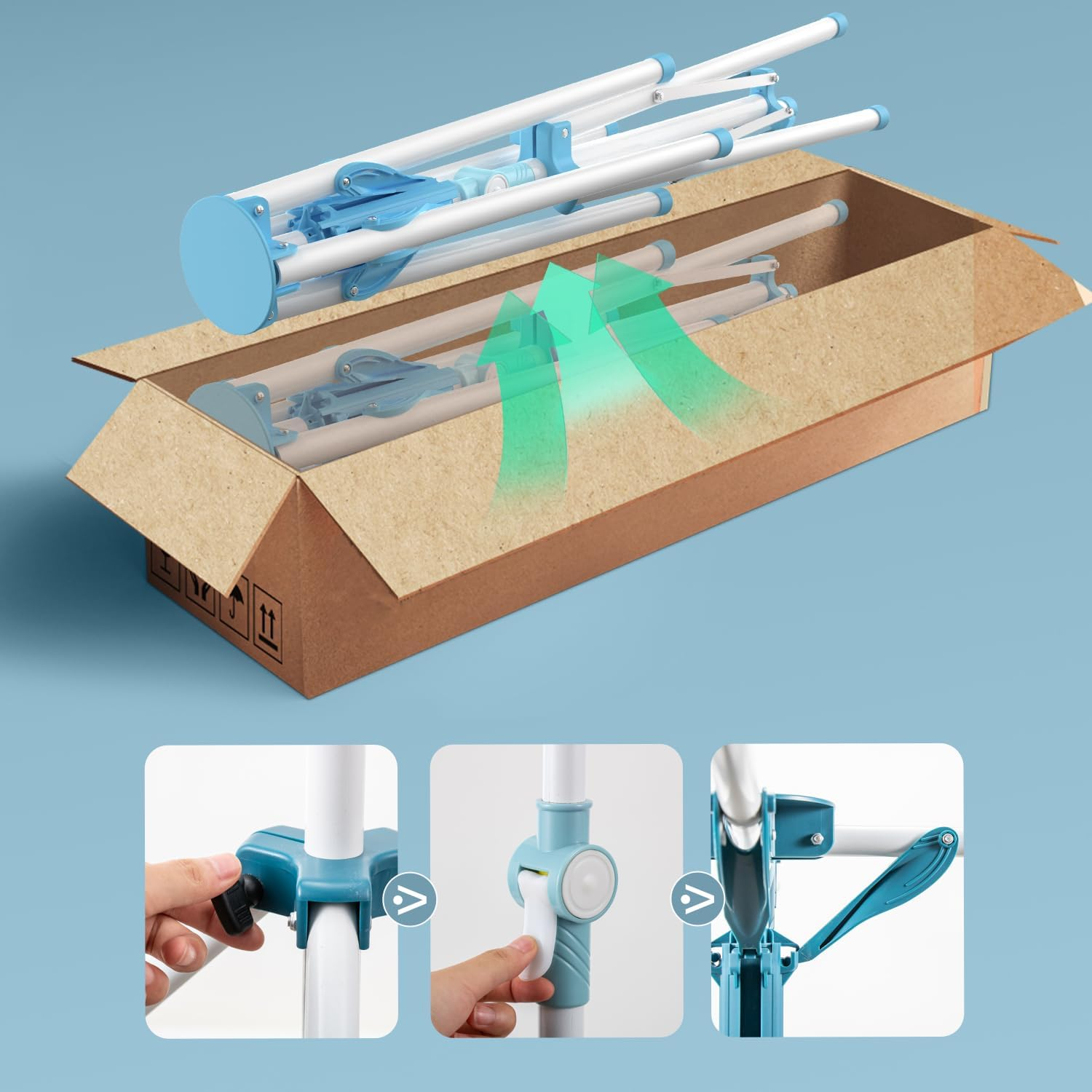 Tripod 4-Arm Clothes Drying Rack Height Adjustable Laundry Rack