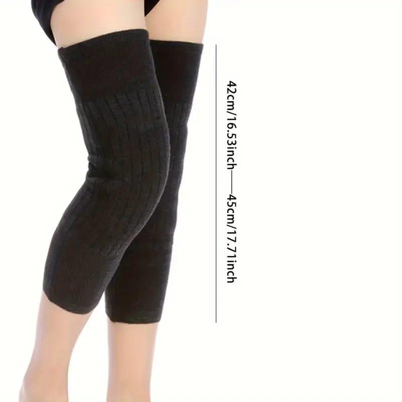 1 Pair Knee Brace Thermal Winter Sleeves Long Warm Leg Sleeve Wool Pad Support