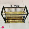 2-Tier Pure Stainless Steel Non Magnetic Dish And Plates Rack Golden