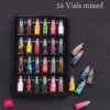 24 Bottles Nail Glitter Set With Rhinestones, Pearls And Mother Of Pearl Flakes For Diy Nail Manicure