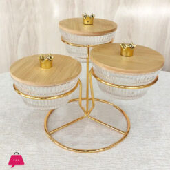 3-Condiments Set with Gold Stand