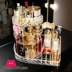360 Rotating Makeup Organizer Stand With Cosmetic Holder Tray Acrylic