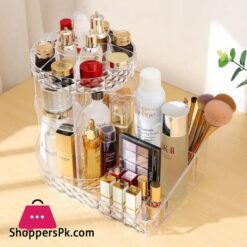 360 Rotating Makeup Organizer Stand With Cosmetic Holder Tray Acrylic
