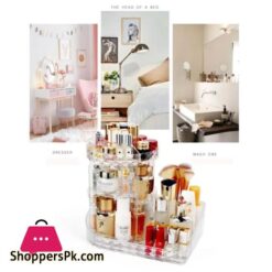 360 Rotating Makeup Organizer Stand With Cosmetic Holder Tray Acrylic