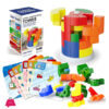 3D Cubic Tower Puzzle For Kids, Stem Block Puzzle Cube Montessori Educational Toys Desktop Block Games For Kids