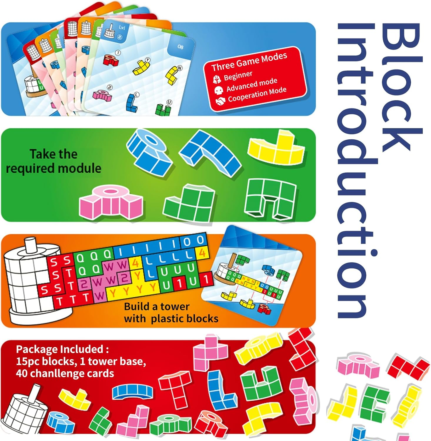 3D Cubic Tower Puzzle For Kids, Stem Block Puzzle Cube Montessori Educational Toys Desktop Block Games For Kids