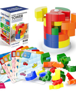 3D Cubic Tower Puzzle for Kids, STEM Block Puzzle Cube Montessori Educational Toys Desktop Block Games for Kids