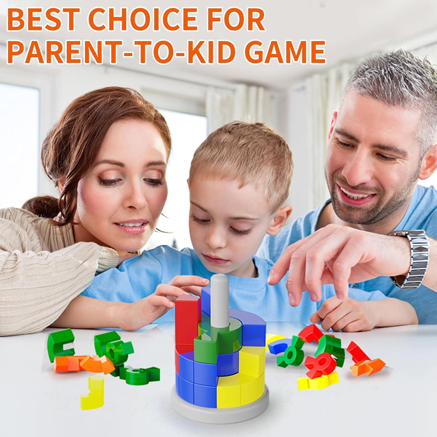 3D Cubic Tower Puzzle For Kids, Stem Block Puzzle Cube Montessori Educational Toys Desktop Block Games For Kids