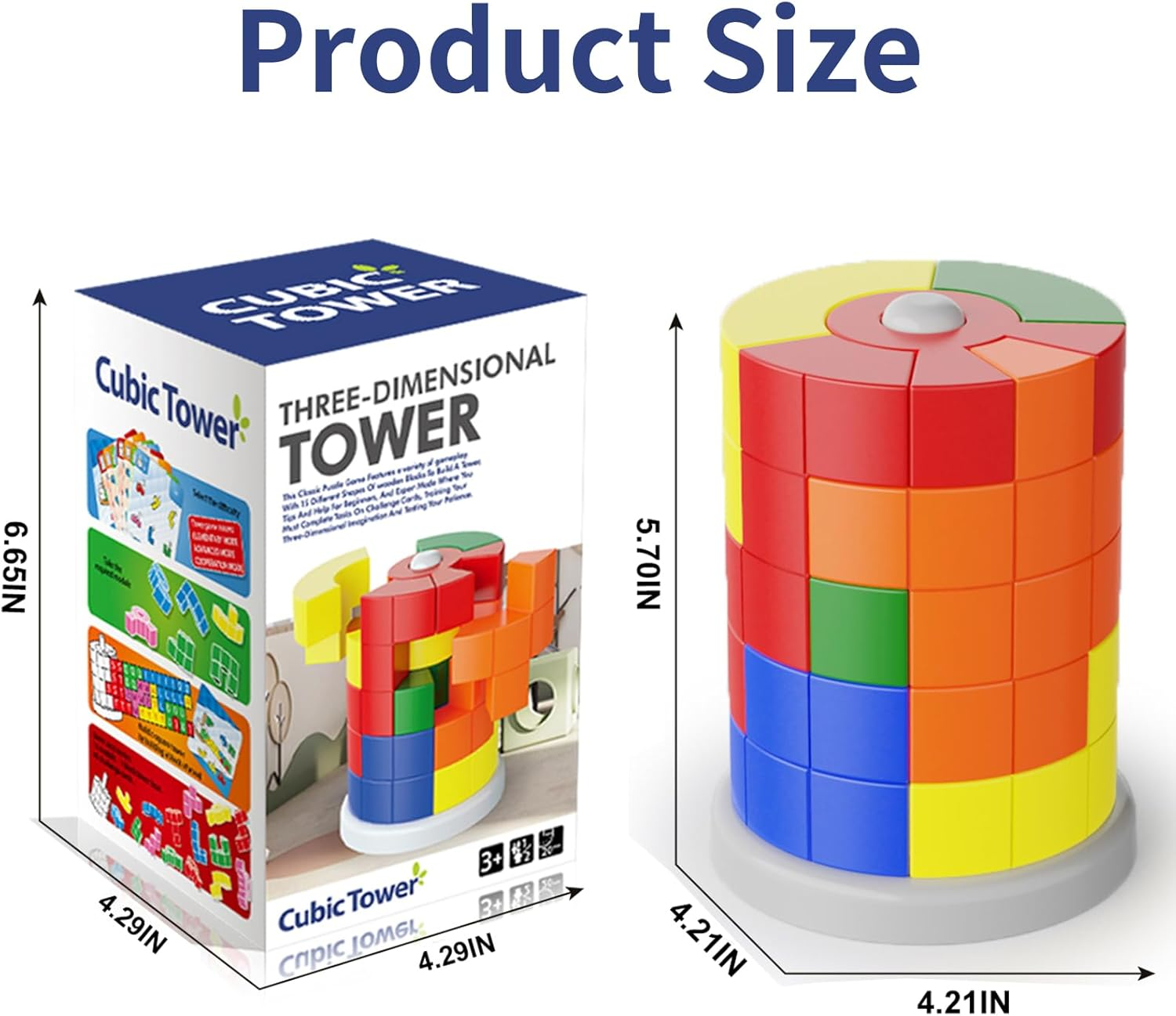 3D Cubic Tower Puzzle For Kids, Stem Block Puzzle Cube Montessori Educational Toys Desktop Block Games For Kids