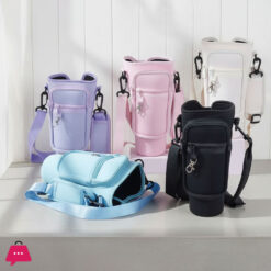 40oz Water Bottle Carrier Bag with Phone Pocket for Stanley Quencher Cup with Handle Water Bottle Holder Pouch