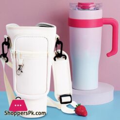 40Oz Neoprene Water Bottle Carrier Bag With Phone Pocket For Stanley Quencher Cup With Handle Water Bottle Holder Pouch