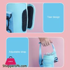 40Oz Neoprene Water Bottle Carrier Bag With Phone Pocket For Stanley Quencher Cup With Handle Water Bottle Holder Pouch