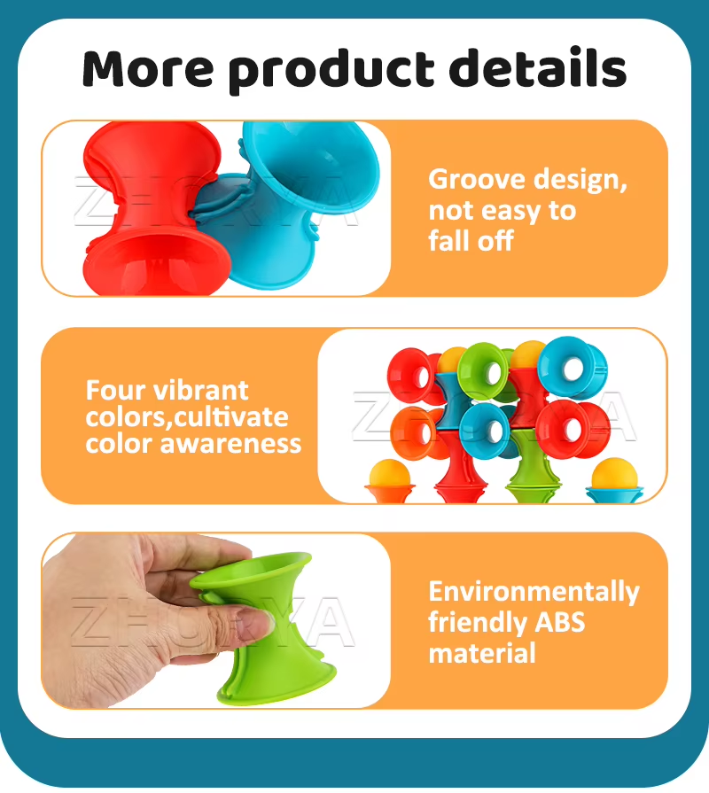 46Pcs Stacking Building Block Montessori Sensory Toys Kids Balance Stacking Cup Game With Sucker Ball