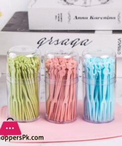 Cartoon animal disposable box containing 50 plastic Dim sum fruit color two tooth cake fork