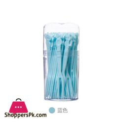 Cartoon Animal Disposable Box Containing 50 Plastic Dim Sum Fruit Color Two Tooth Cake Fork