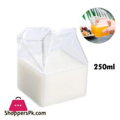 1Pc 250Ml Half Pint Milk Carton Style Creative Mini Creamer Jug Glass Milk Mug