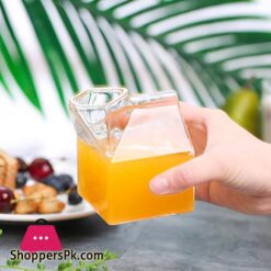 1Pc 250Ml Half Pint Milk Carton Style Creative Mini Creamer Jug Glass Milk Mug