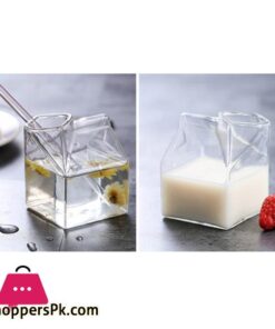 Cocktail Glasses Martini Glasses Creative Milk Box Shape Glasses For Cocktail 23 1Pc 250Ml Half Pint Milk Carton Style Creative Mini Creamer Jug Glass Milk Mug