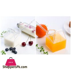 1Pc 250Ml Half Pint Milk Carton Style Creative Mini Creamer Jug Glass Milk Mug