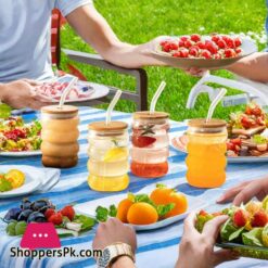 Creative Glass Cup With Lid Straw Heat-Resistant Wave Cup Beer Juice Ice Coffee Cups Cocktail Fruit Glass Drinkware - 1Pcs