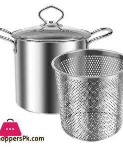 Deep Fryer Pot with Strainer Basket 3.5L Stainless Steel for French Fries Chicken Kitchen Pans