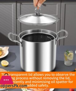 Deep Fryer Pot With Strainer Basket 3.5L Stainless Steel For French Fries Chicken Kitchen Pans 28 Deep Fryer Pot With Strainer Basket 3.5L Stainless Steel For French Fries Chicken Kitchen Pans - Image 4