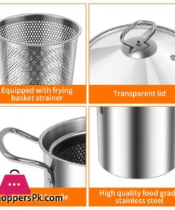 Deep Fryer Pot With Strainer Basket 3.5L Stainless Steel For French Fries Chicken Kitchen Pans 29 Deep Fryer Pot With Strainer Basket 3.5L Stainless Steel For French Fries Chicken Kitchen Pans - Image 5