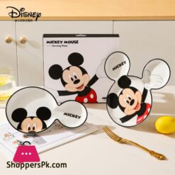 Disney Mickey Mouse Cartoon Cute Dinner Plate Home Breakfast Ceramics Creative Grid Plate Child Tableware