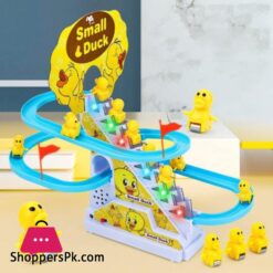 Duck Slide Toy Set Funny Automatic Stair Climbing Ducklings Cartoon Race Track Set Little Lovely Duck Slide Toy Escalator Toy With Lights And Music 3 Sliding Ducks Multi