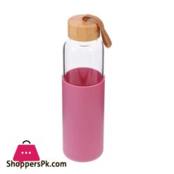 Ajf Glass Water Bottle With Wooden Cap Bamboo Cover 750Ml Capacity Assorted Colors
