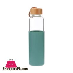Ajf Glass Water Bottle With Wooden Cap Bamboo Cover 750Ml Capacity Assorted Colors