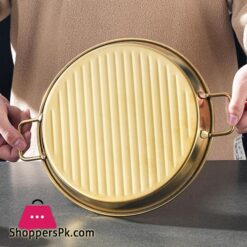 Golden Steak Style Platter Round Rustproof Dinner Plate 7.5 Inch