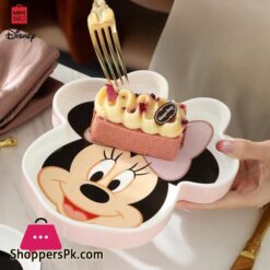 Disney Mickey &Amp; Minnie Ceramic Dish Cute Cartoon Meal Tray Microwave Oven Resistant Fruit Plate