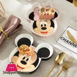 Disney Mickey &Amp; Minnie Ceramic Dish Cute Cartoon Meal Tray Microwave Oven Resistant Fruit Plate