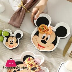 Disney Mickey &Amp; Minnie Ceramic Dish Cute Cartoon Meal Tray Microwave Oven Resistant Fruit Plate