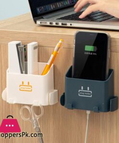 Wall-Mounted Storage Box Storage Rack Shelf Organizer Hooks Remote Control Mobile Phone Holder - Image 3
