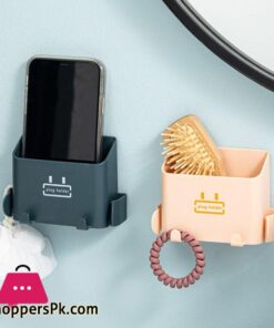 Wall-Mounted Storage Box Storage Rack Shelf Organizer Hooks Remote Control Mobile Phone Holder - Image 4