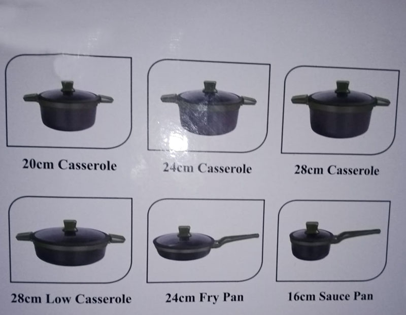 Alpenberg 12 Pieces Cooking Pot/Pan Set Black &Amp; Silver Kc67