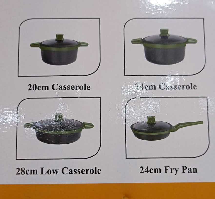 Alpenberg 8 Pieces Cooking Pot/Pan Set Black &Amp; Green Kc71
