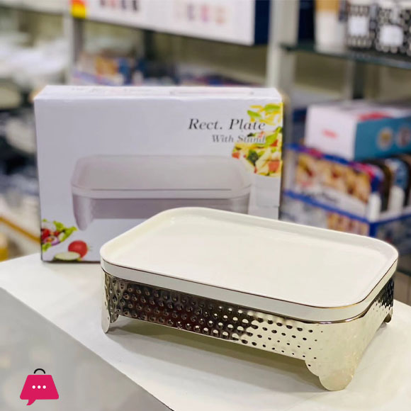 Brilliant Rectangle Serving Plate With Stand 14 Inch 4 Brilliant Rectangle Serving Plate With Stand 14 Inch - Image 2