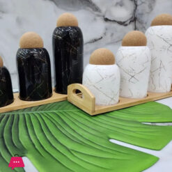 Ceramic 3 Pcs Jar Set With Bamboo Stand