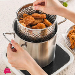 Deep Fryer Pot With Strainer Basket 3.5L Stainless Steel For French Fries Chicken Kitchen Pans