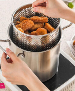 Deep Fryer Pot With Strainer Basket 3.5L Stainless Steel For French Fries Chicken Kitchen Pans 26 Deep Fryer Pot With Strainer Basket 3.5L Stainless Steel For French Fries Chicken Kitchen Pans - Image 2
