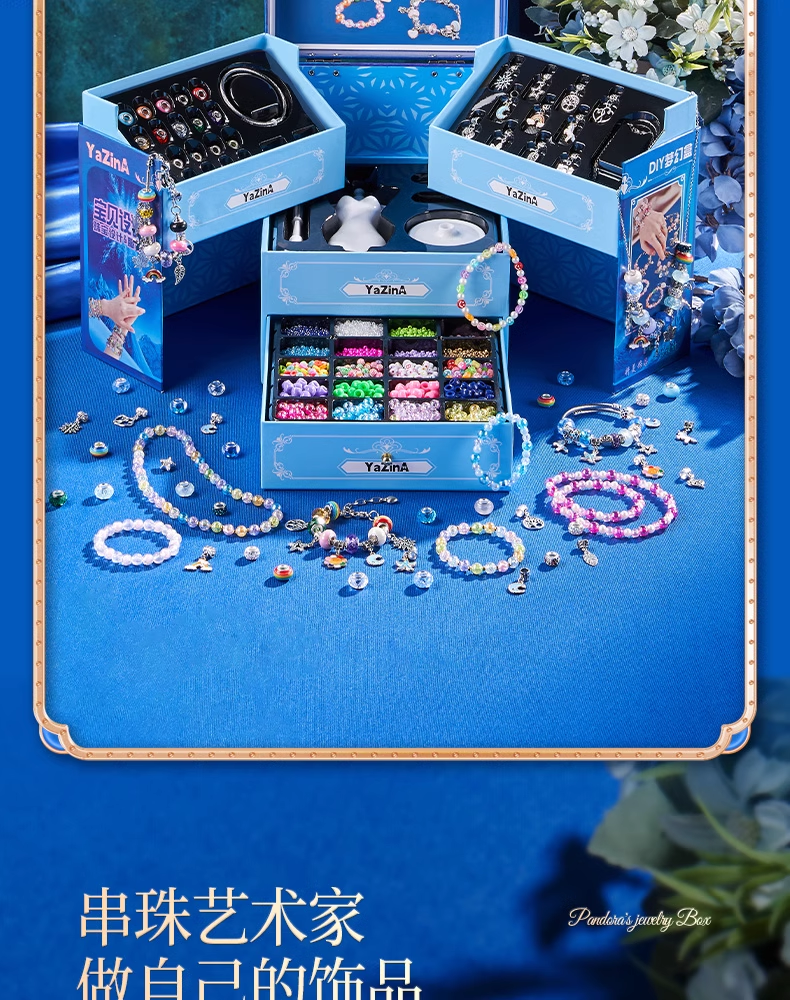 Diy Handmade Beaded Jewelry Box Children'S Crystal Gem Beads Kit For Girls