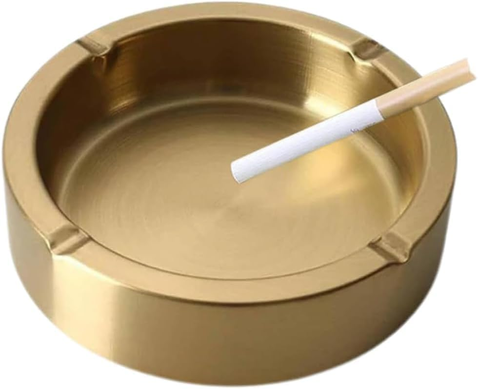 Elegant Golden Ashtray Round Steel
