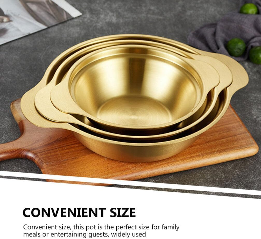 Golden Cooking Pot With Handle Stainless Steel Pots Kitchen Accessory - 21Cm