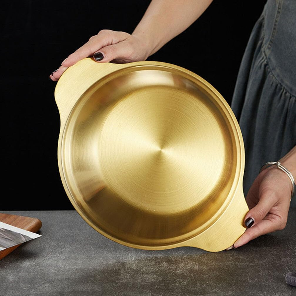 Golden Cooking Pot With Handle Stainless Steel Pots Kitchen Accessory - 21Cm