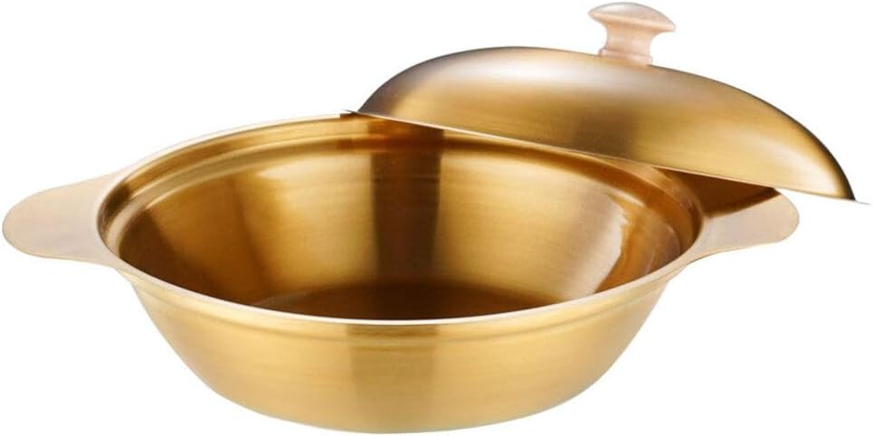 Golden Cooking Pot With Handle Stainless Steel Pots Kitchen Accessory - 21Cm