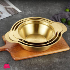 Golden Cooking Pot With Handle Stainless Steel Pots Kitchen Accessory - 21Cm