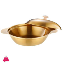 Golden Cooking Pot With Handle Stainless Steel Pots Kitchen Accessory - 21Cm